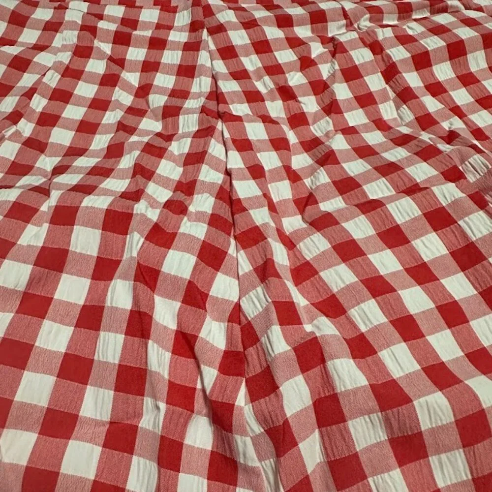 Red Gingham Maxi Skirt High Waist A-Line with Pockets - Picture 7 of 7